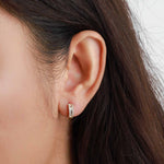 Baguette Huggies-Earrings-Goldhive-14k Yellow Gold-Blue Ruby Jewellery-Vancouver-Canada
