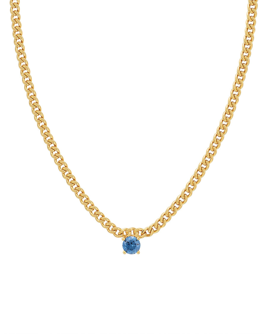 Luv AJ-Bardot Stud Necklace-Necklaces-14k Gold Plated, Blue Sapphire Cubic Zirconia-Blue Ruby Jewellery-Vancouver Canada