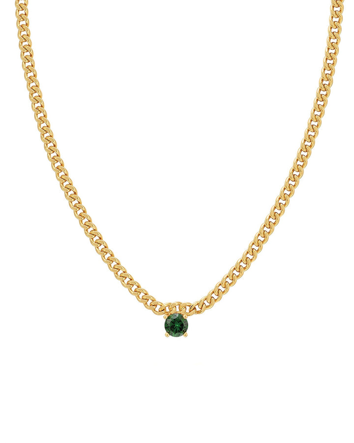 Luv AJ-Bardot Stud Necklace-Necklaces-14k Gold Plated, Emerald Green Cubic Zirconia-Blue Ruby Jewellery-Vancouver Canada
