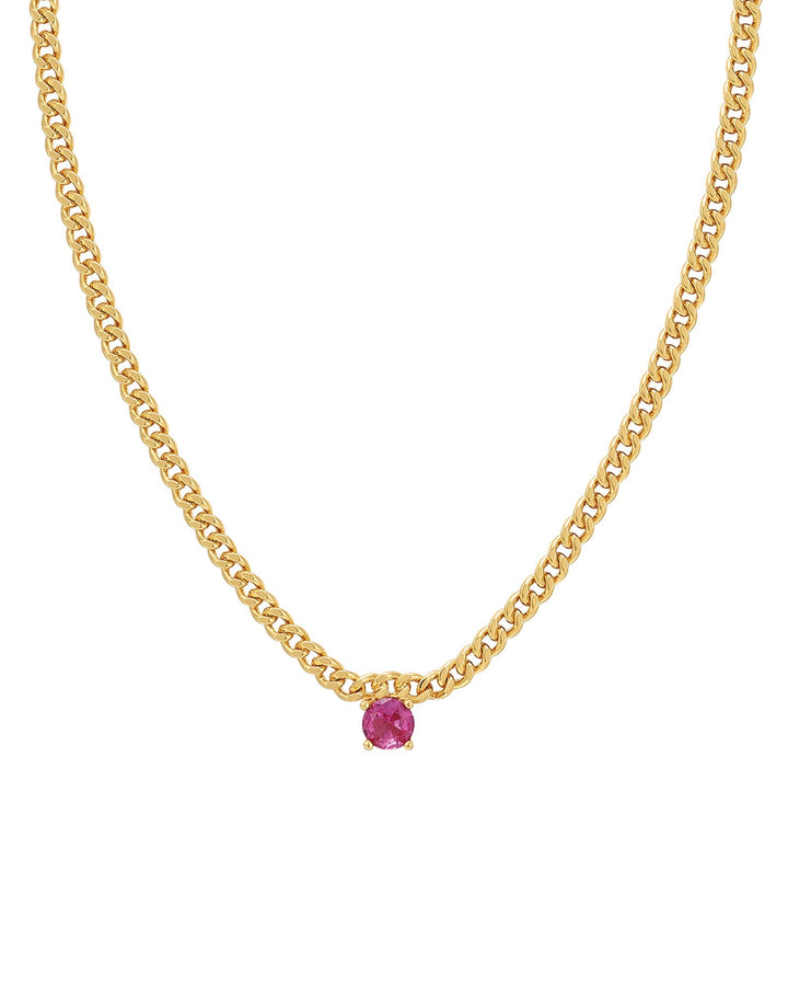 Luv AJ-Bardot Stud Necklace-Necklaces-14k Gold Plated, Pink Cubic Zirconia-Blue Ruby Jewellery-Vancouver Canada