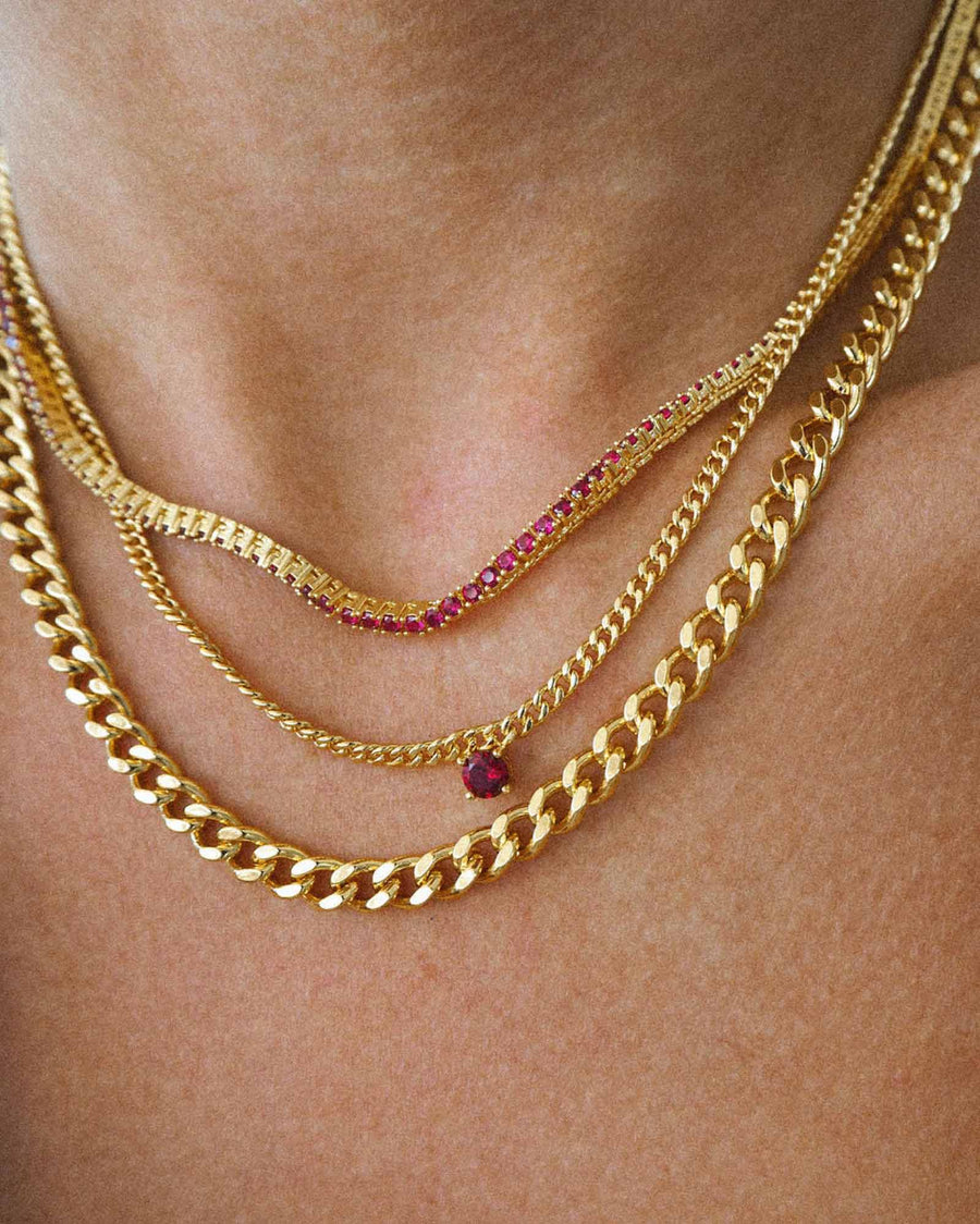 Luv AJ-Bardot Stud Necklace-Necklaces-14k Gold Plated, Ruby Red Cubic Zirconia-Blue Ruby Jewellery-Vancouver Canada