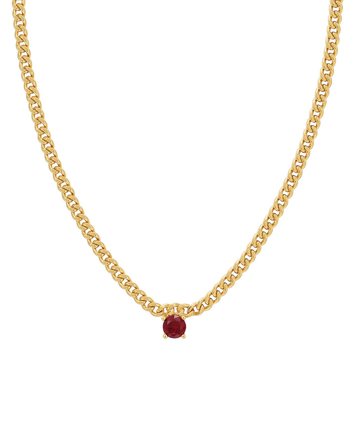 Luv AJ-Bardot Stud Necklace-Necklaces-14k Gold Plated, Ruby Red Cubic Zirconia-Blue Ruby Jewellery-Vancouver Canada