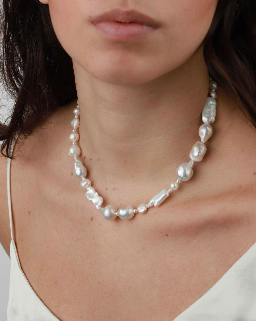 Poppy Rose-Baroque Pearl Strand Necklace-Necklaces-14k Gold-fill, Freshwater Pearl-Blue Ruby Jewellery-Vancouver Canada