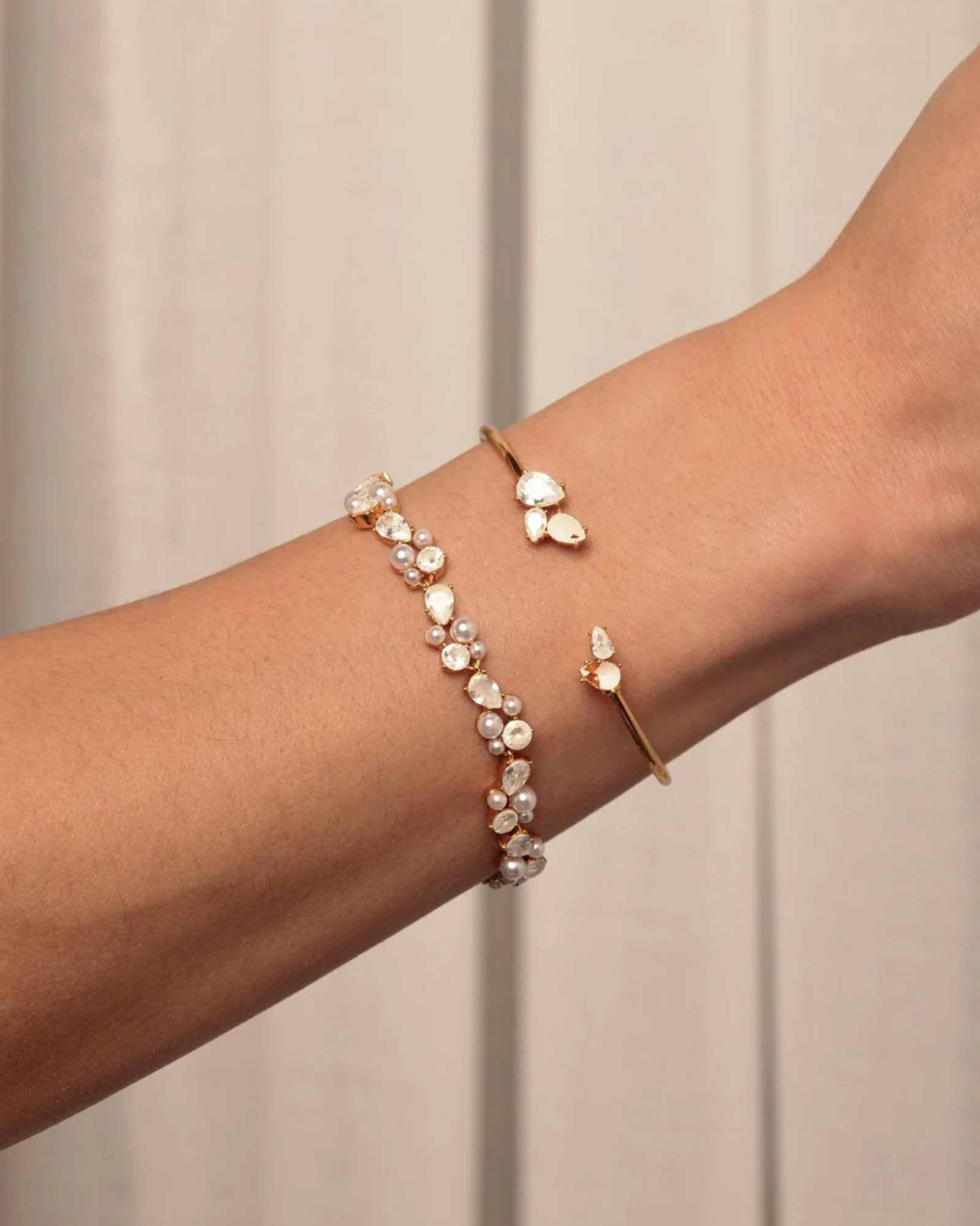 Olive & Piper-Basque Cuff-Bracelets-14k Gold Plated, Cubic Zirconia-Blue Ruby Jewellery-Vancouver Canada