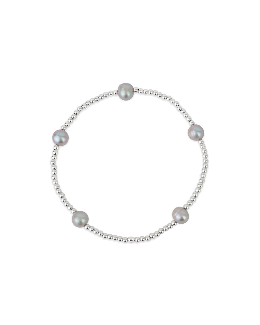 Cause We Care-Bead Station Pearl Bracelet | 2mm-Bracelets-Sterling Silver, Grey Pearl-Blue Ruby Jewellery-Vancouver Canada