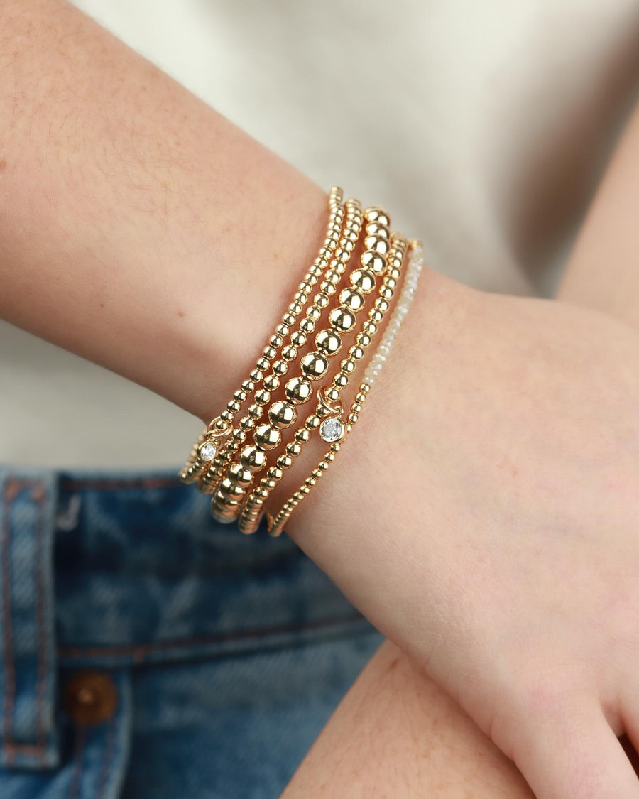 Buy Gold Bead Bracelet | Shiny Bead Bracelet | Gold Stretch Bracelet Set| 14k  Gold Filled Bead Bracelet | Unisex Gift | Sterling Silver Bead Bracelet  (Style 1) Online at desertcartINDIA