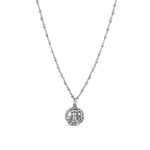 La Vie Parisienne-Bee CZ Disc Necklace-Necklaces-Sterling Silver Plated, Black Diamond Crystal-Blue Ruby Jewellery-Vancouver Canada