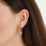 La Vie Parisienne-Bee In Crystal Circle Hooks-Earrings-14k Gold Plated, Black Diamond Crystal-Blue Ruby Jewellery-Vancouver Canada