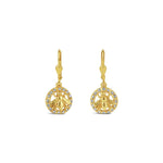 La Vie Parisienne-Bee In Crystal Circle Hooks-Earrings-14k Gold Plated, Black Diamond Crystal-Blue Ruby Jewellery-Vancouver Canada