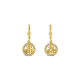 La Vie Parisienne-Bee In Crystal Circle Hooks-Earrings-14k Gold Plated, Black Diamond Crystal-Blue Ruby Jewellery-Vancouver Canada
