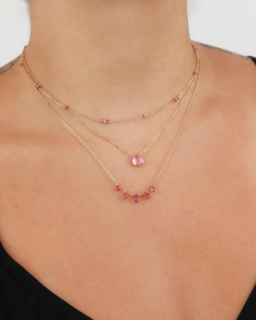Poppy Rose-Beverly Necklace-Necklaces-14k Gold-fill, Pink Topaz-Blue Ruby Jewellery-Vancouver Canada