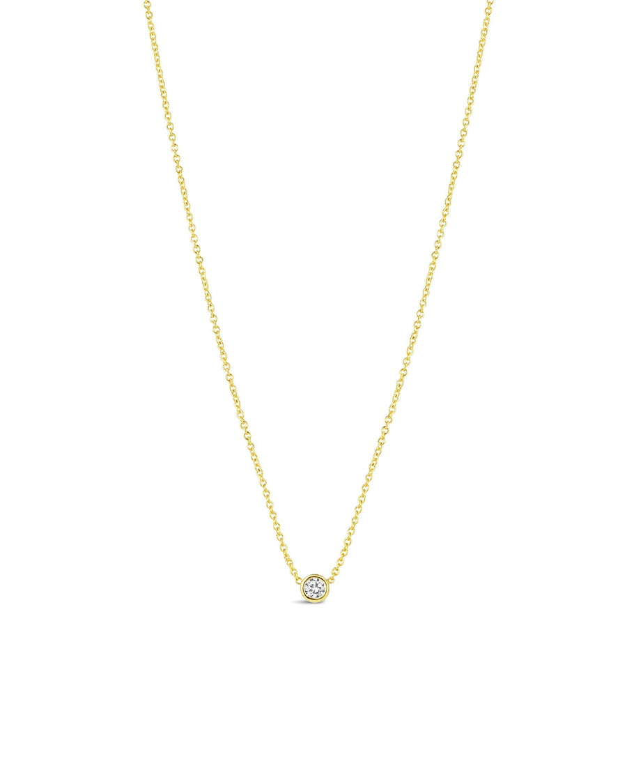 Quiet Icon-Bezel CZ Birthstone Necklace-Necklaces-14k Gold Vermeil, Cubic Zirconia - April-Blue Ruby Jewellery-Vancouver Canada