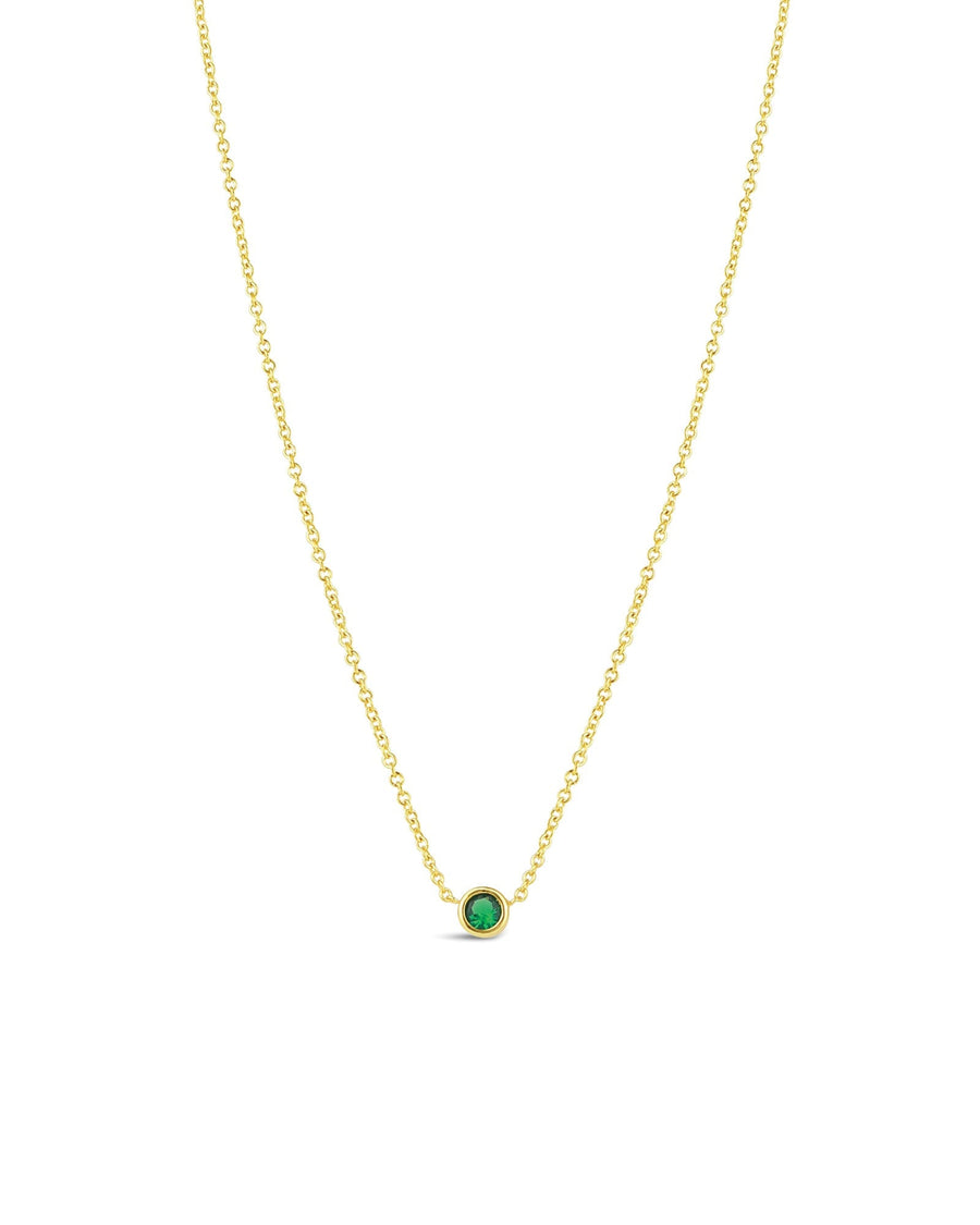 Quiet Icon-Bezel CZ Birthstone Necklace-Necklaces-14k Gold Vermeil, Emerald - May-Blue Ruby Jewellery-Vancouver Canada
