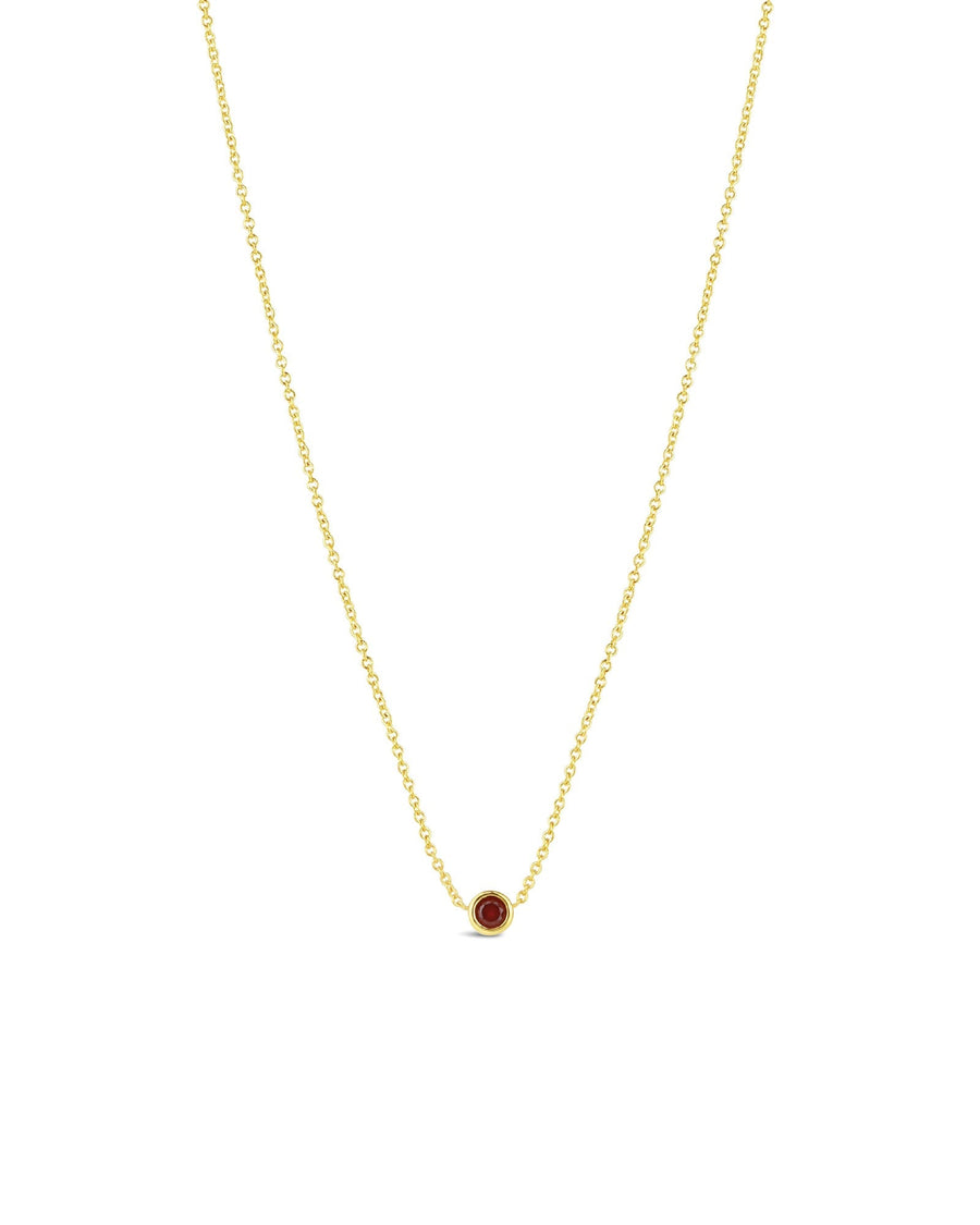 Quiet Icon-Bezel CZ Birthstone Necklace-Necklaces-14k Gold Vermeil, Garnet - January-Blue Ruby Jewellery-Vancouver Canada