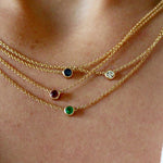 Quiet Icon-Bezel CZ Birthstone Necklace-Necklaces-14k Gold Vermeil, Peridot - August-Blue Ruby Jewellery-Vancouver Canada
