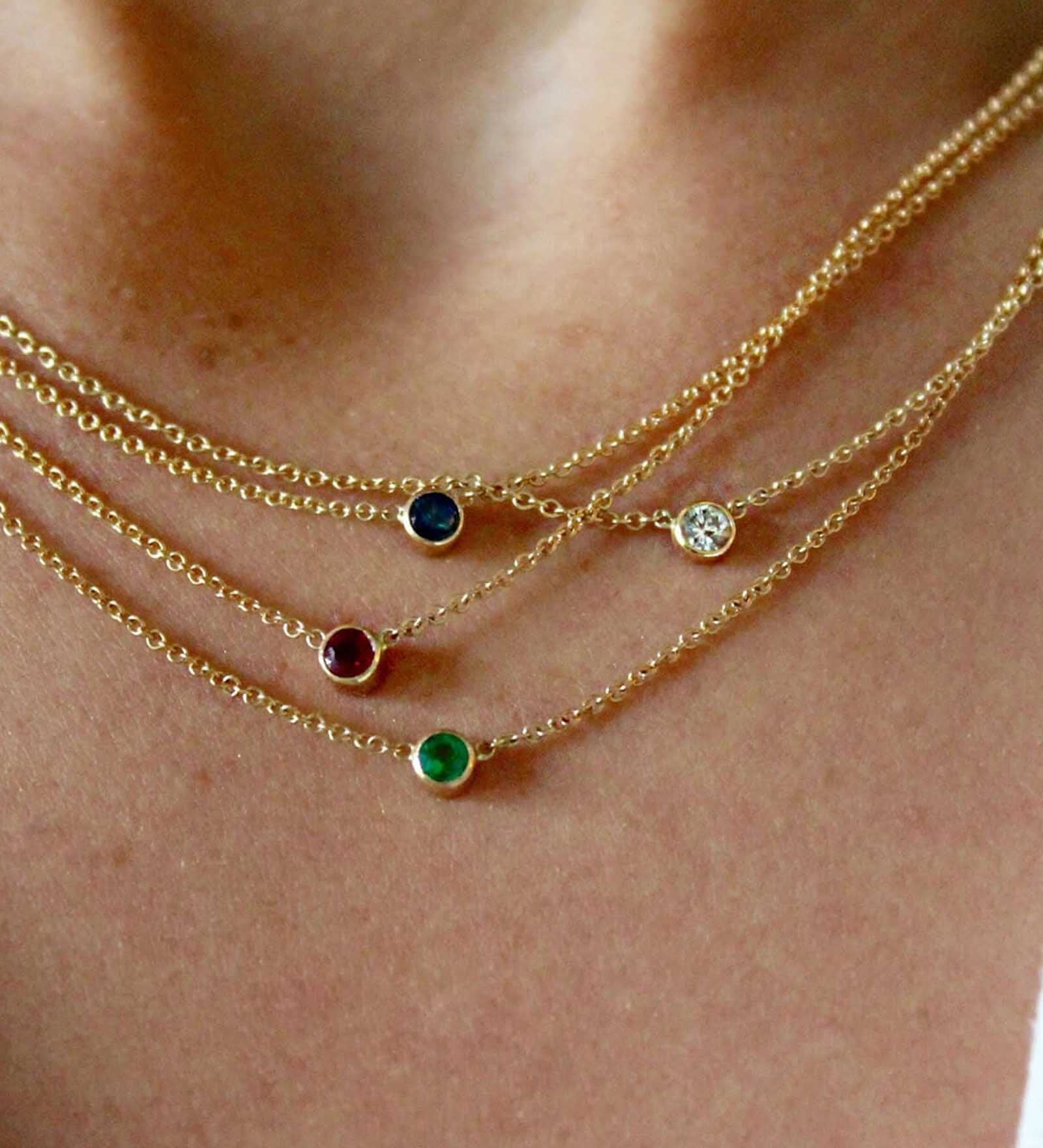 Quiet Icon-Bezel CZ Birthstone Necklace-Necklaces-14k Gold Vermeil, Peridot - August-Blue Ruby Jewellery-Vancouver Canada