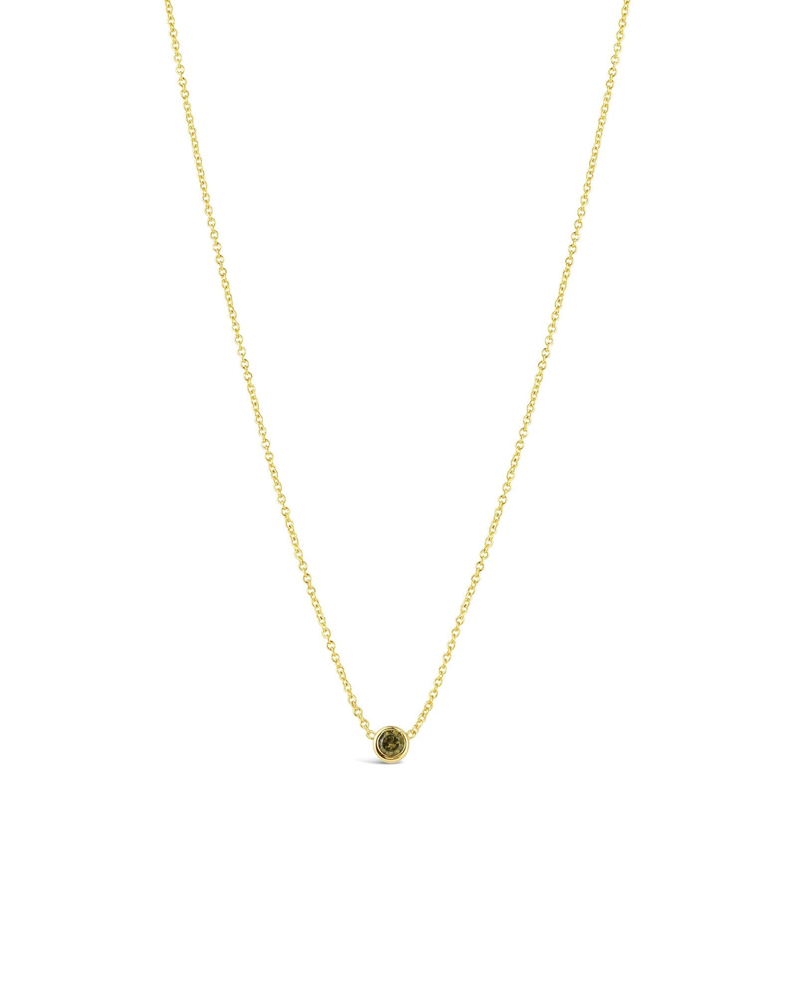 Quiet Icon-Bezel CZ Birthstone Necklace-Necklaces-14k Gold Vermeil, Peridot - August-Blue Ruby Jewellery-Vancouver Canada