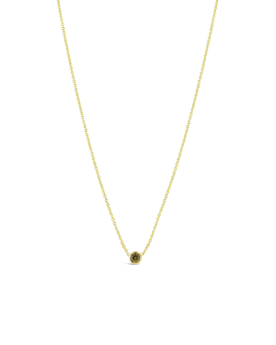 Quiet Icon-Bezel CZ Birthstone Necklace-Necklaces-14k Gold Vermeil, Peridot - August-Blue Ruby Jewellery-Vancouver Canada