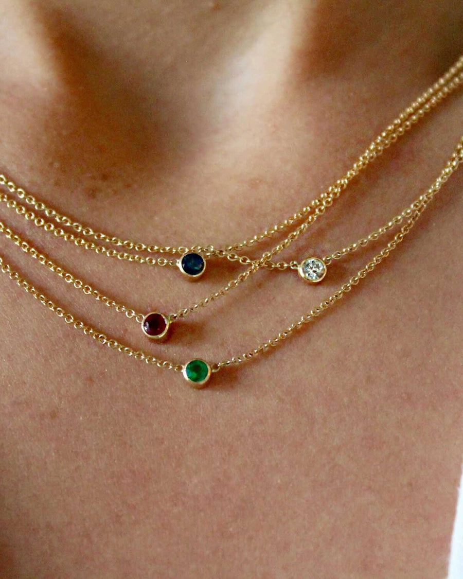 Quiet Icon-Bezel CZ Birthstone Necklace-Necklaces-14k Gold Vermeil, Pink Tourmaline - October-Blue Ruby Jewellery-Vancouver Canada