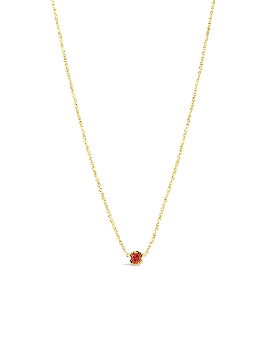 Quiet Icon-Bezel CZ Birthstone Necklace-Necklaces-14k Gold Vermeil, Ruby - July-Blue Ruby Jewellery-Vancouver Canada