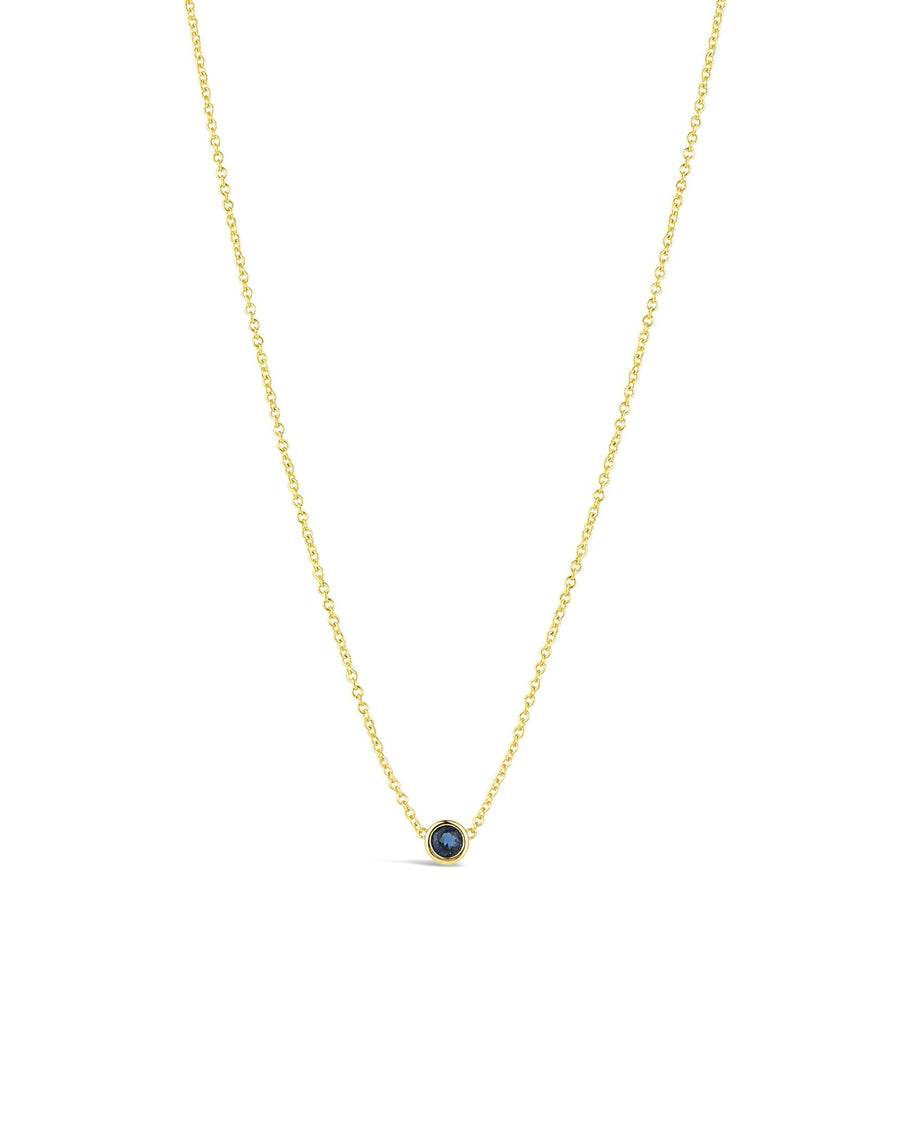 Quiet Icon-Bezel CZ Birthstone Necklace-Necklaces-14k Gold Vermeil, Sapphire - September-Blue Ruby Jewellery-Vancouver Canada