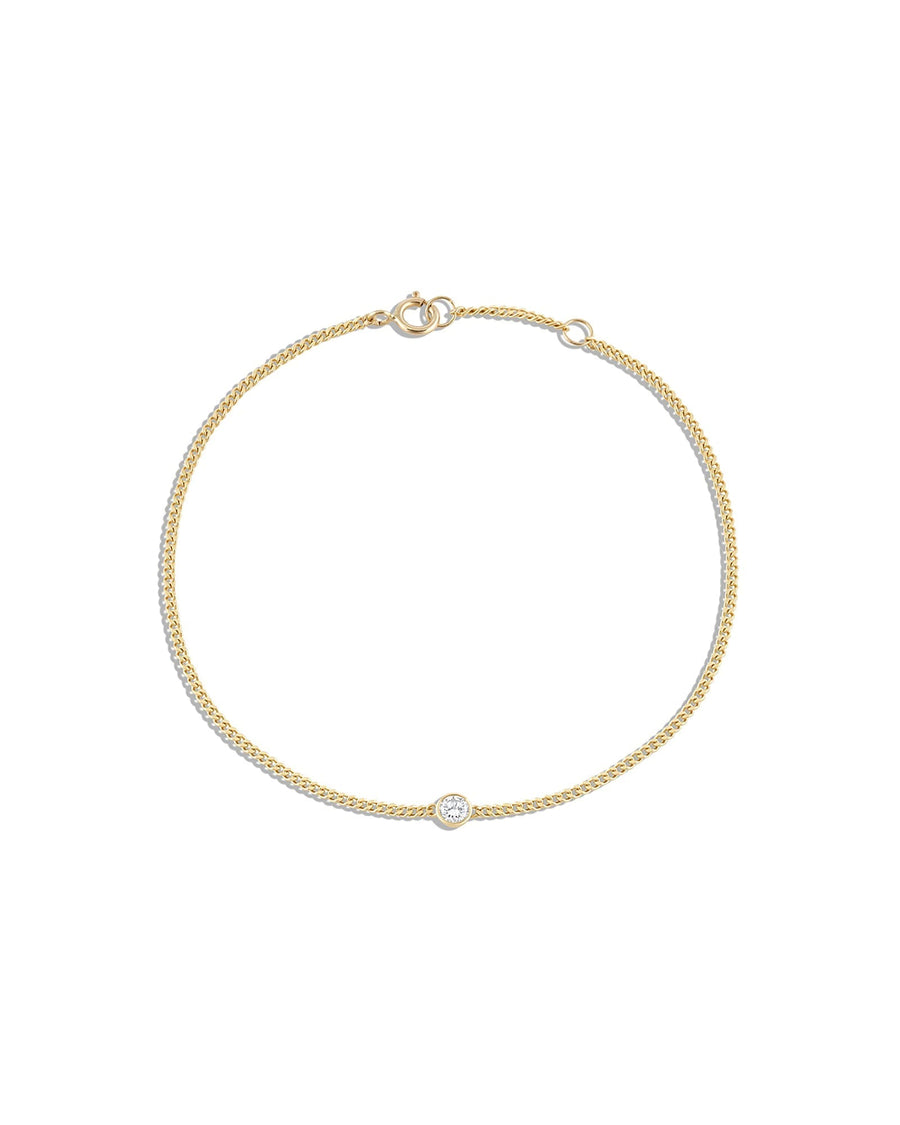 Quiet Icon-Bezel CZ Curb Chain Bracelet-Bracelets-14k Gold Vermeil, Cubic Zirconia-Blue Ruby Jewellery-Vancouver Canada