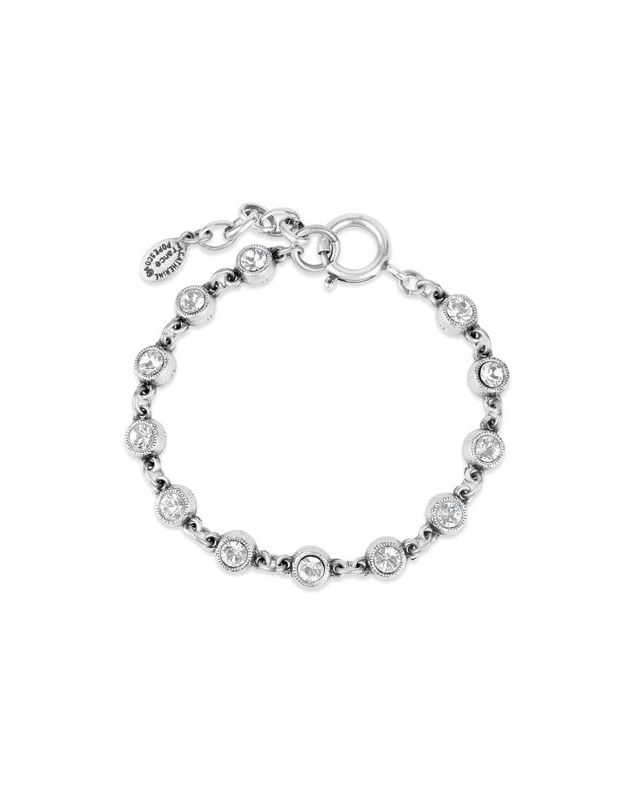 La Vie Parisienne-Bezel Link Bracelet-Bracelets-Sterling Silver Plated Silver, White Crystal-Blue Ruby Jewellery-Vancouver Canada