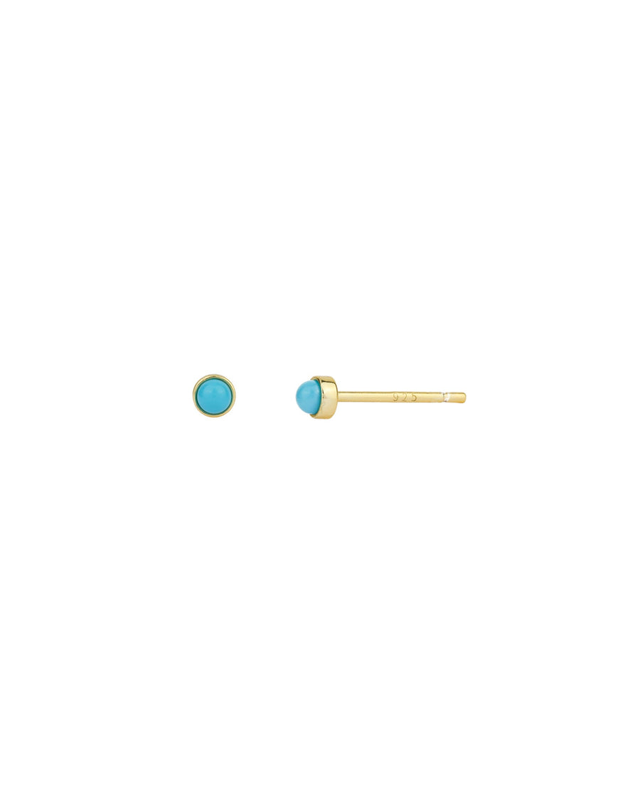 Quiet Icon-Bezel Turquoise Stud-Earrings-14k Gold Vermeil, Turquoise-Blue Ruby Jewellery-Vancouver Canada