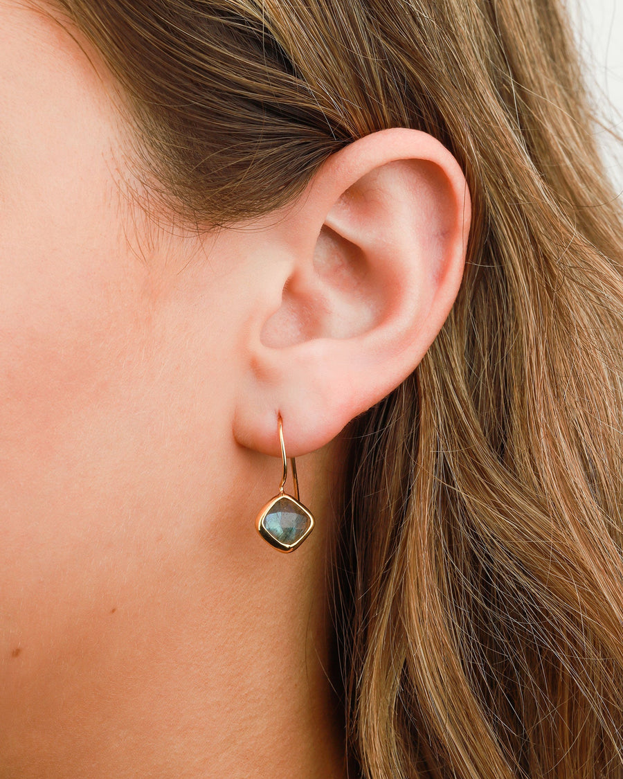 Chan Luu-Bezeled Drop Hooks-Earrings-18k Gold Vermeil, Labradorite-Blue Ruby Jewellery-Vancouver Canada