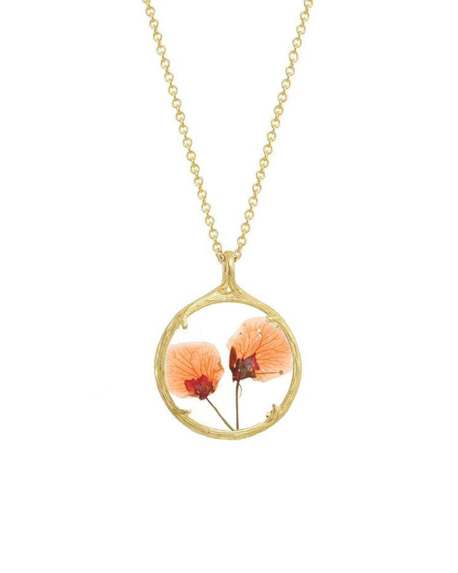Catherine Weitzman-Birth Month Flower Botanical Necklace I Small-Necklaces-October I 18k Gold Vermeil, Orange Blossom-Blue Ruby Jewellery-Vancouver Canada