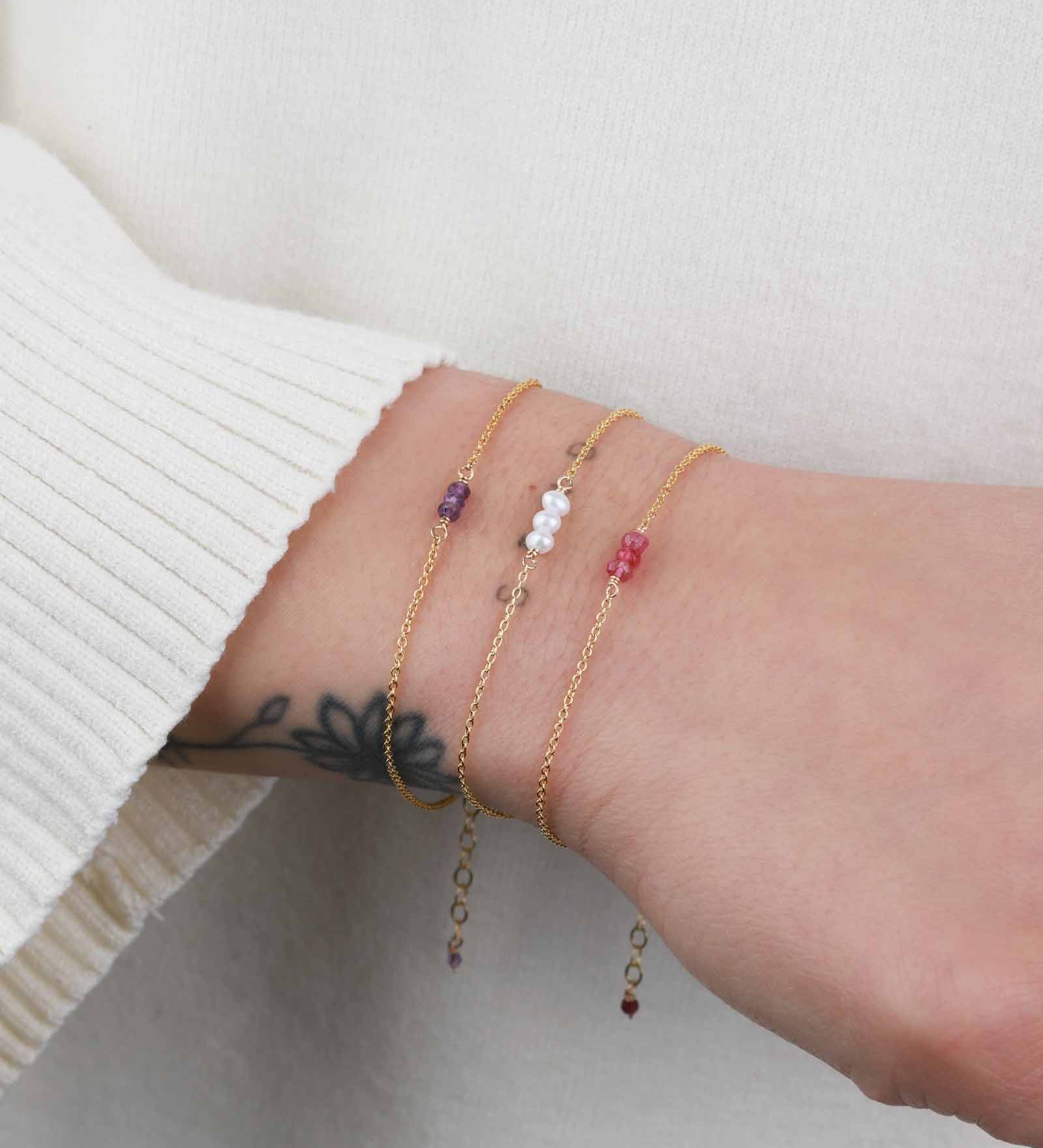 Poppy Rose-Birthstone Bracelet-Bracelets-14k Gold-fill, Ruby - July-Blue Ruby Jewellery-Vancouver Canada