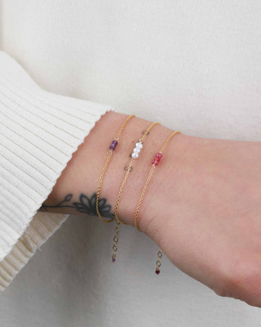Poppy Rose-Birthstone Bracelet-Bracelets-14k Gold-fill, Ruby - July-Blue Ruby Jewellery-Vancouver Canada