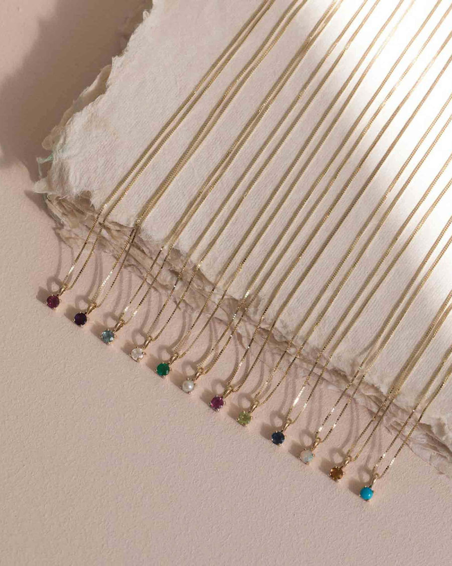 Leah Alexandra Fine-Birthstone Necklace-Necklaces-14k Yellow Gold, White Sapphire - April-Blue Ruby Jewellery-Vancouver Canada