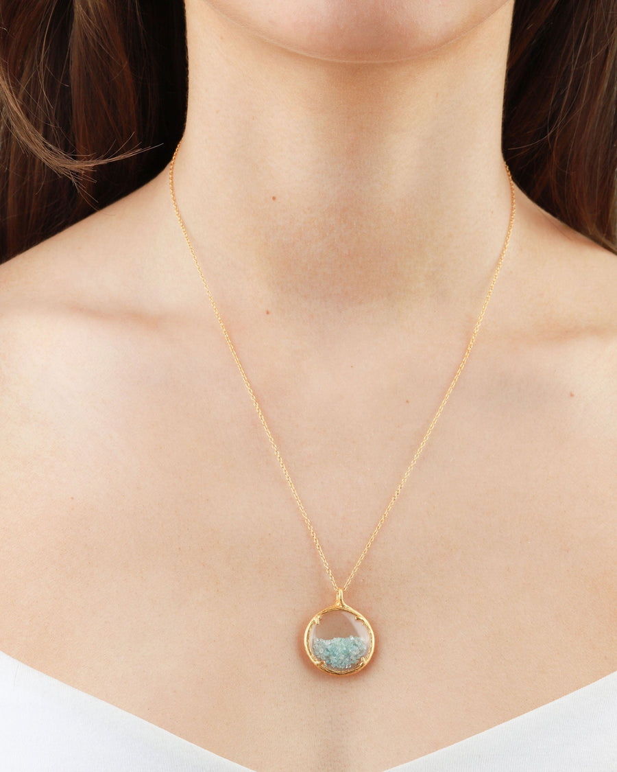 Catherine Weitzman-Birthstone Shaker Necklace I Small-Necklaces-18k Gold Vermeil, Aquamarine-Blue Ruby Jewellery-Vancouver Canada