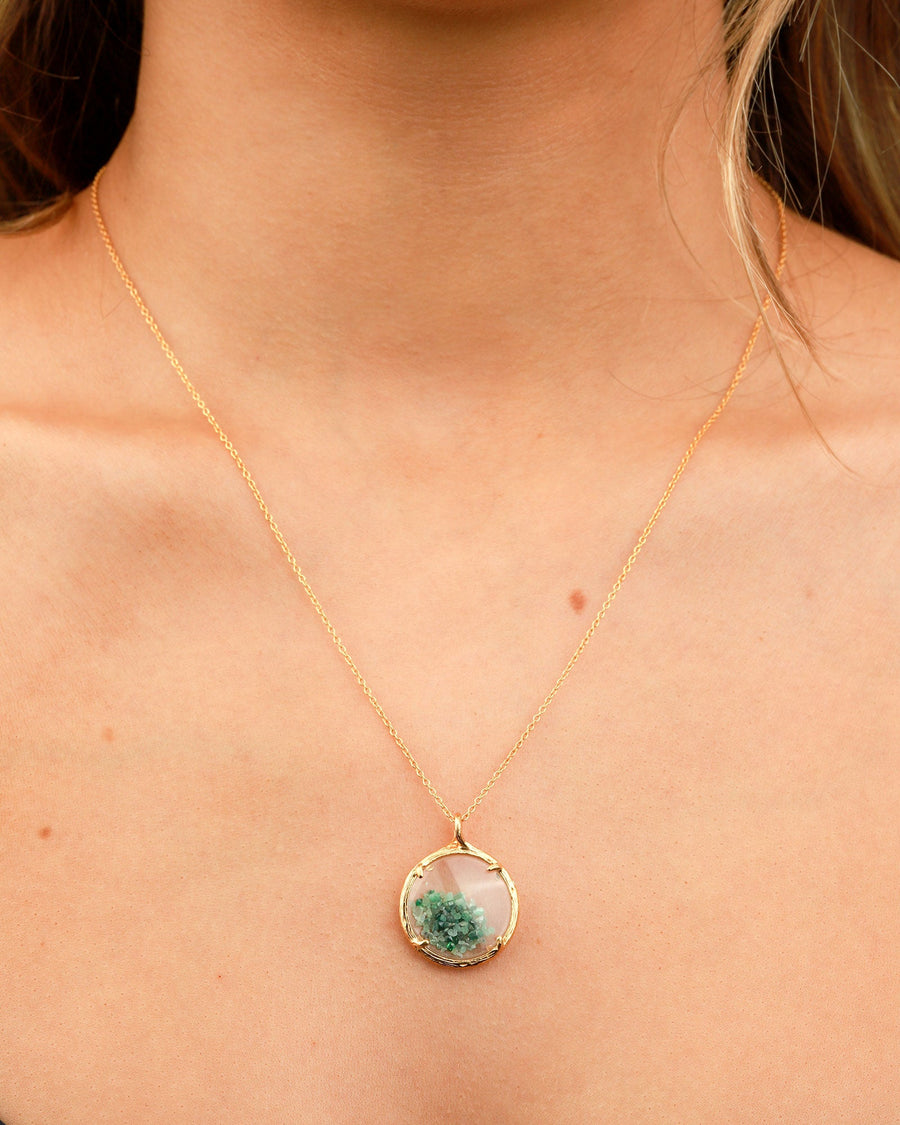 Catherine Weitzman-Birthstone Shaker Necklace I Small-Necklaces-18k Gold Vermeil, Emerald-Blue Ruby Jewellery-Vancouver Canada