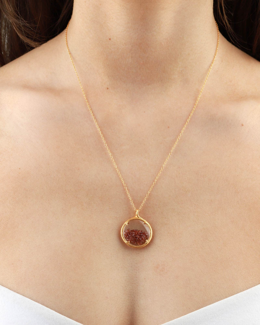 Catherine Weitzman-Birthstone Shaker Necklace I Small-Necklaces-18k Gold Vermeil, Garnet-Blue Ruby Jewellery-Vancouver Canada