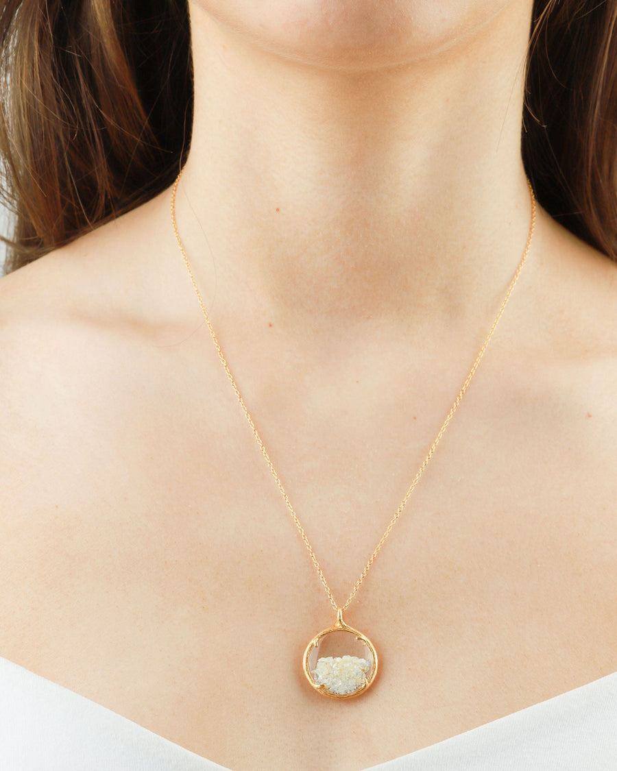 Catherine Weitzman-Birthstone Shaker Necklace I Small-Necklaces-18k Gold Vermeil, Pearl-Blue Ruby Jewellery-Vancouver Canada