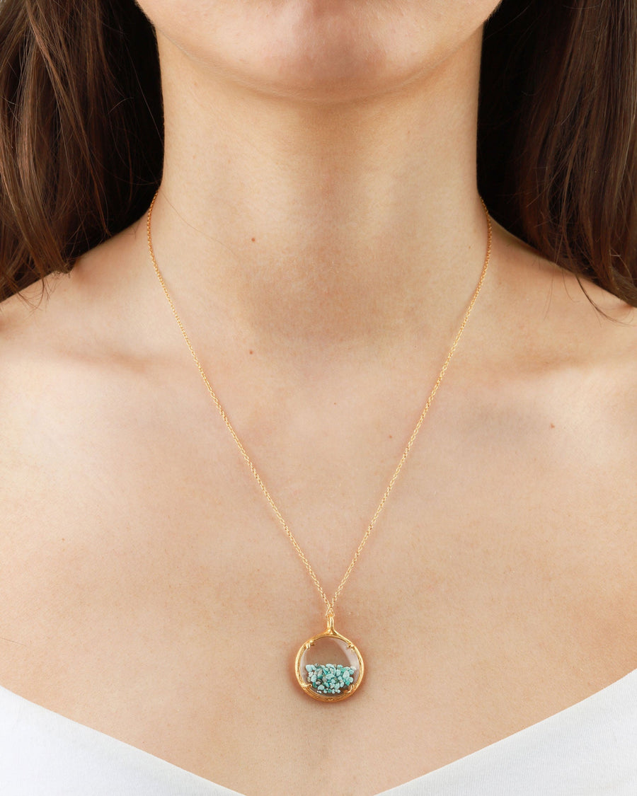 Catherine Weitzman-Birthstone Shaker Necklace I Small-Necklaces-18k Gold Vermeil, Turquoise-Blue Ruby Jewellery-Vancouver Canada