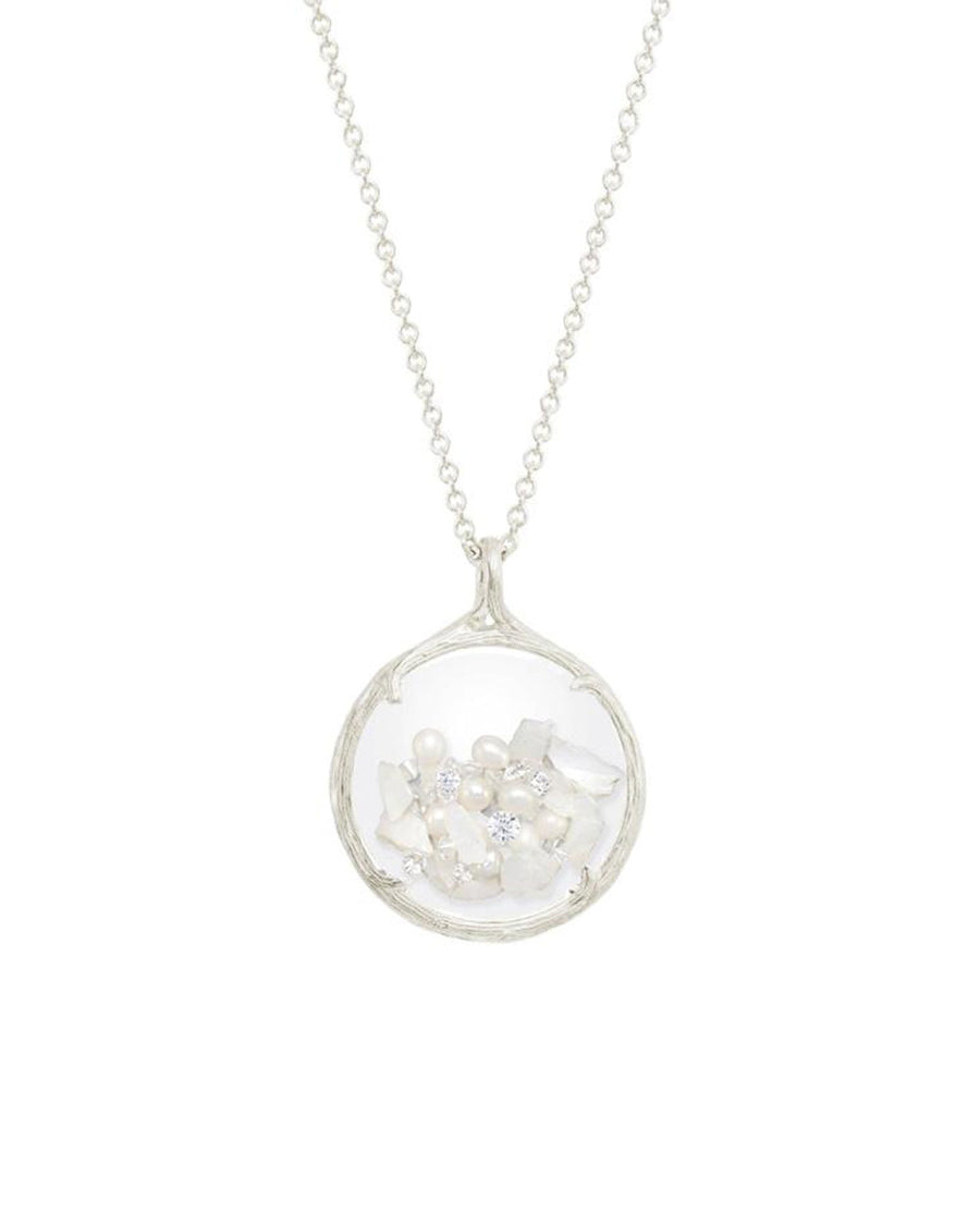 Catherine Weitzman-Birthstone Shaker Necklace I Small-Necklaces-Sterling Silver, Pearl-Blue Ruby Jewellery-Vancouver Canada
