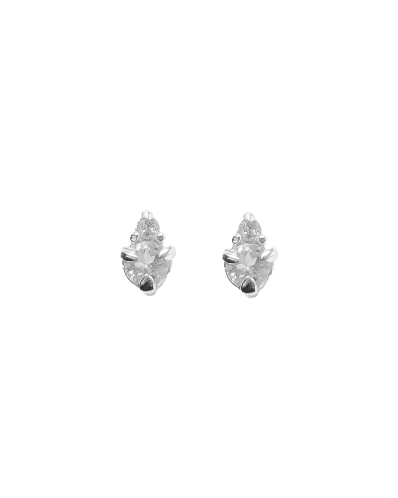 Quiet Icon-Birthstone Studs | April-Earrings-Rhodium Plated Sterling Silver, Cubic Zirconia-Blue Ruby Jewellery-Vancouver Canada