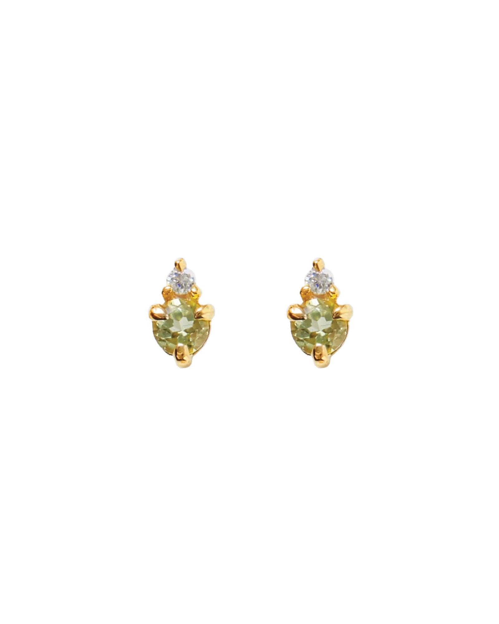 Quiet Icon-Birthstone Studs | August-Earrings-14k Gold Vermeil Peridot Cubic Zirconia-Blue Ruby Jewellery-Vancouver Canada