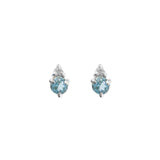 Quiet Icon-Birthstone Studs | December-Earrings-Rhodium Plated Sterling Silver, Cubic Zirconia-Blue Ruby Jewellery-Vancouver Canada