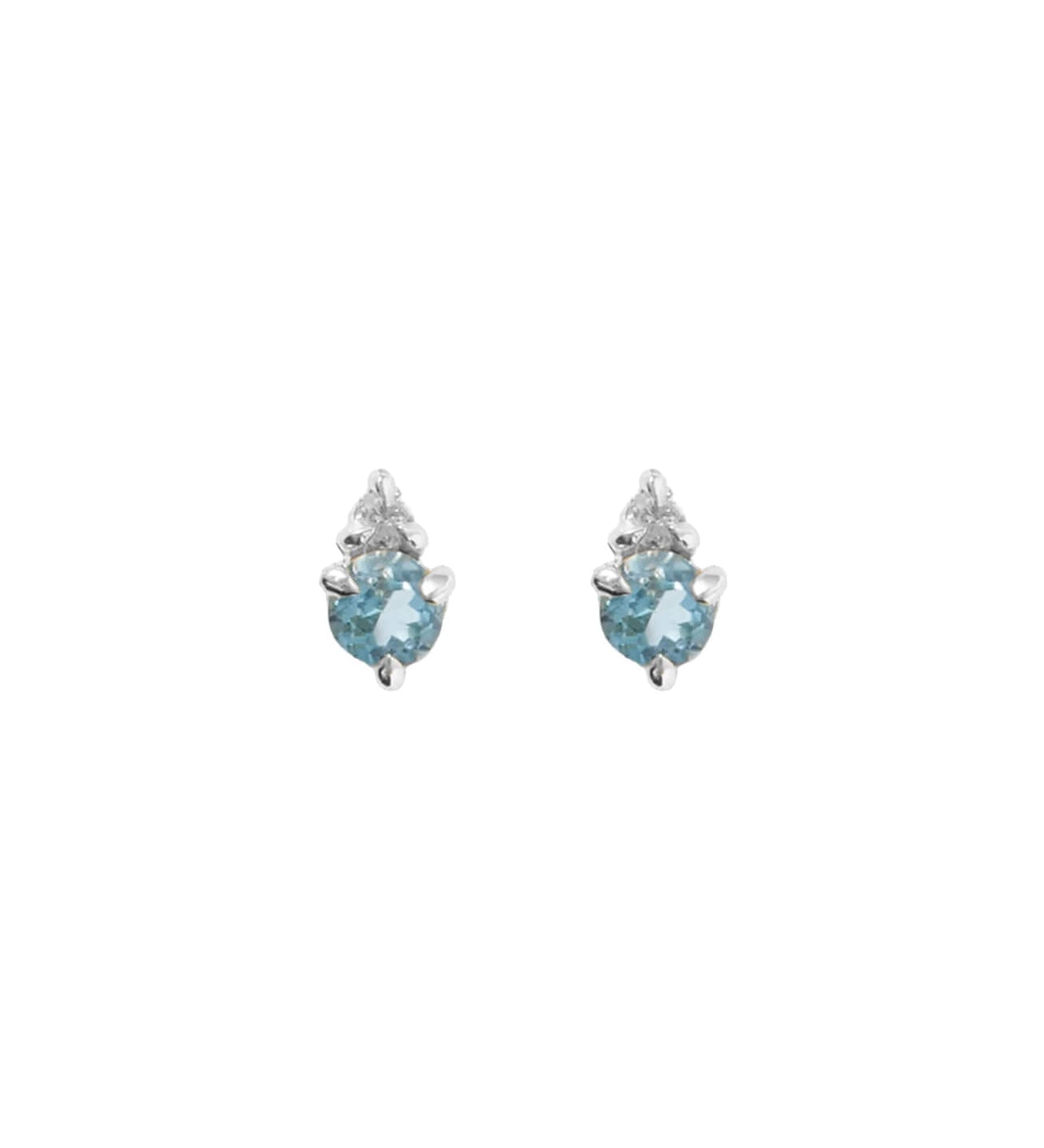 Quiet Icon-Birthstone Studs | December-Earrings-Rhodium Plated Sterling Silver, Cubic Zirconia-Blue Ruby Jewellery-Vancouver Canada
