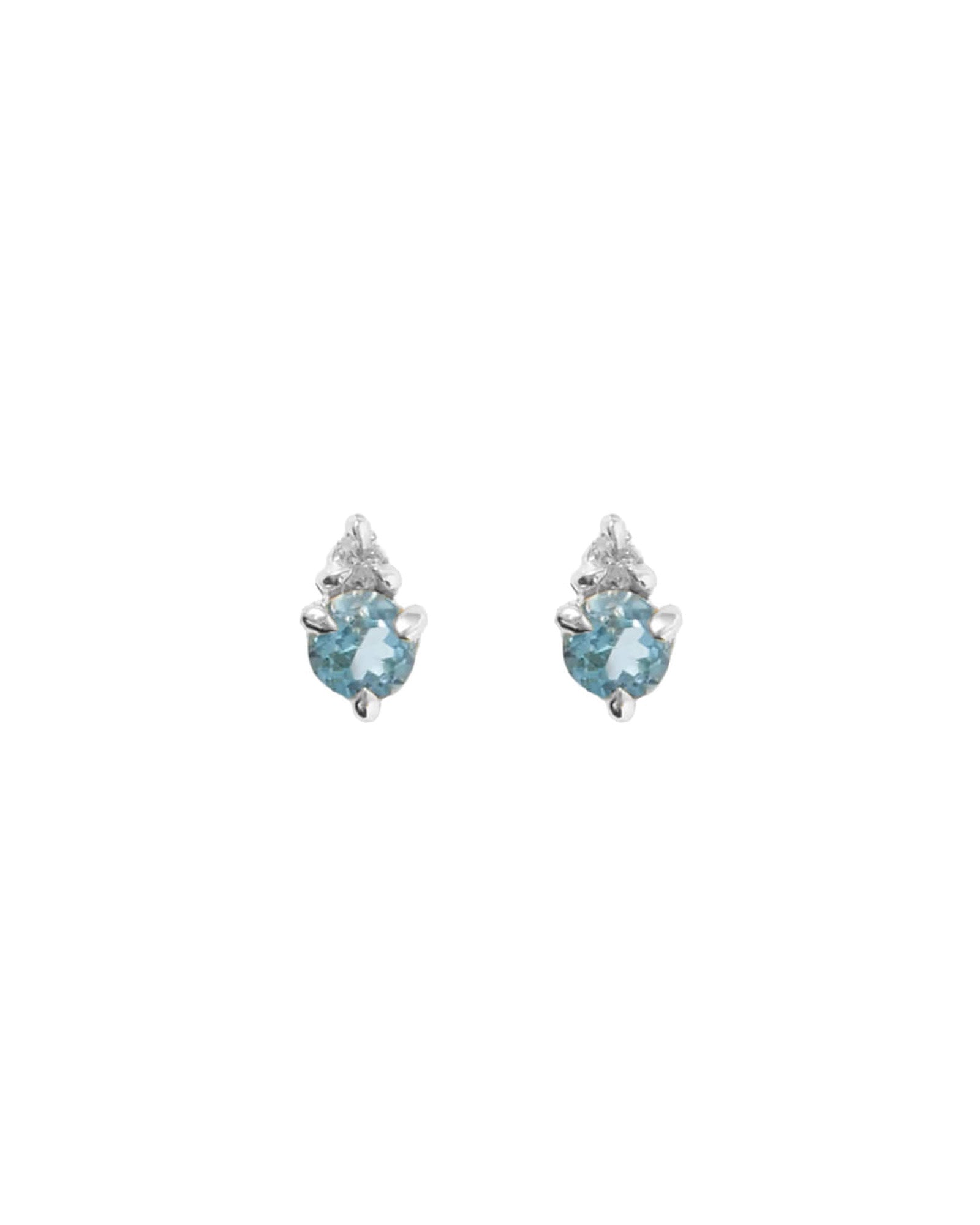 Quiet Icon-Birthstone Studs | December-Earrings-Rhodium Plated Sterling Silver, Cubic Zirconia-Blue Ruby Jewellery-Vancouver Canada