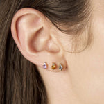 Quiet Icon-Birthstone Studs | February-Earrings-Rhodium Plated Sterling Silver, Cubic Zirconia-Blue Ruby Jewellery-Vancouver Canada