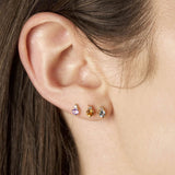 Quiet Icon-Birthstone Studs | February-Earrings-Rhodium Plated Sterling Silver, Cubic Zirconia-Blue Ruby Jewellery-Vancouver Canada