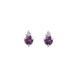 Quiet Icon-Birthstone Studs | February-Earrings-Rhodium Plated Sterling Silver, Cubic Zirconia-Blue Ruby Jewellery-Vancouver Canada