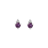 Quiet Icon-Birthstone Studs | February-Earrings-Rhodium Plated Sterling Silver, Cubic Zirconia-Blue Ruby Jewellery-Vancouver Canada