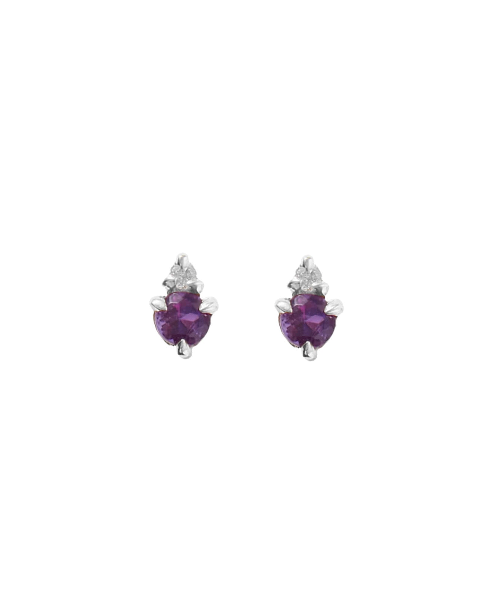 Quiet Icon-Birthstone Studs | February-Earrings-Rhodium Plated Sterling Silver, Cubic Zirconia-Blue Ruby Jewellery-Vancouver Canada