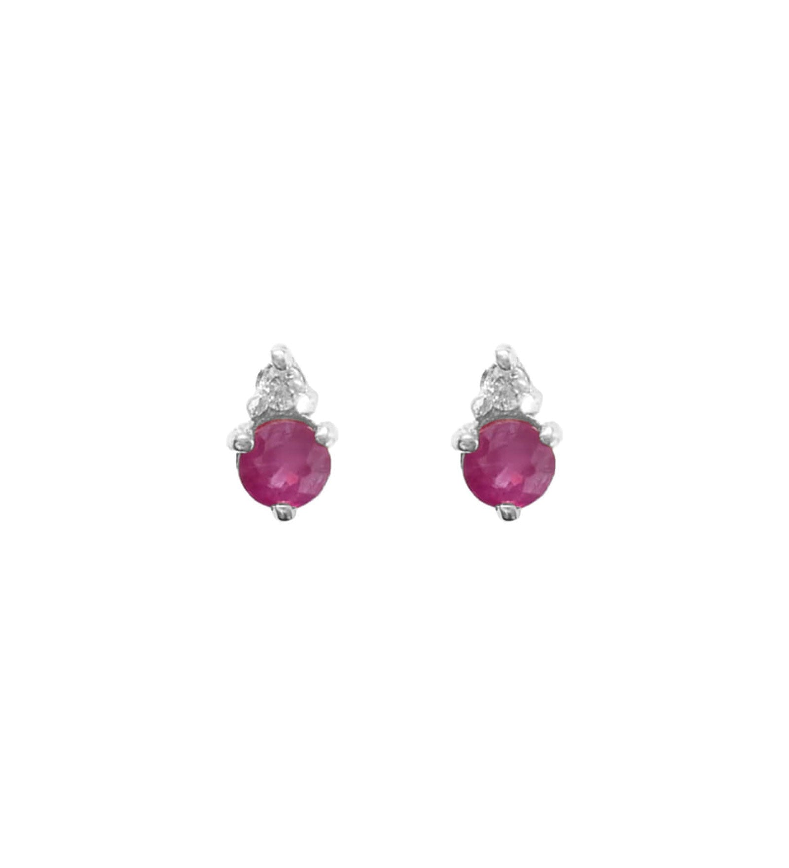 Quiet Icon-Birthstone Studs | July-Earrings-Rhodium Plated Sterling Silver, Cubic Zirconia-Blue Ruby Jewellery-Vancouver Canada
